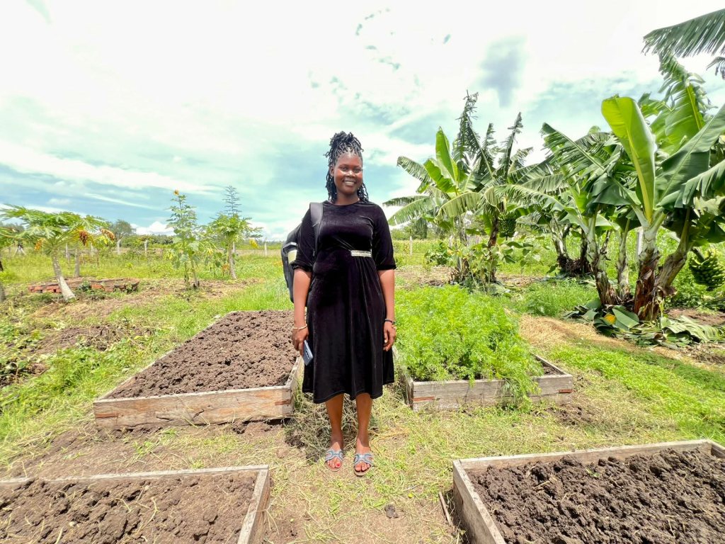 Ruth with raised garden beds